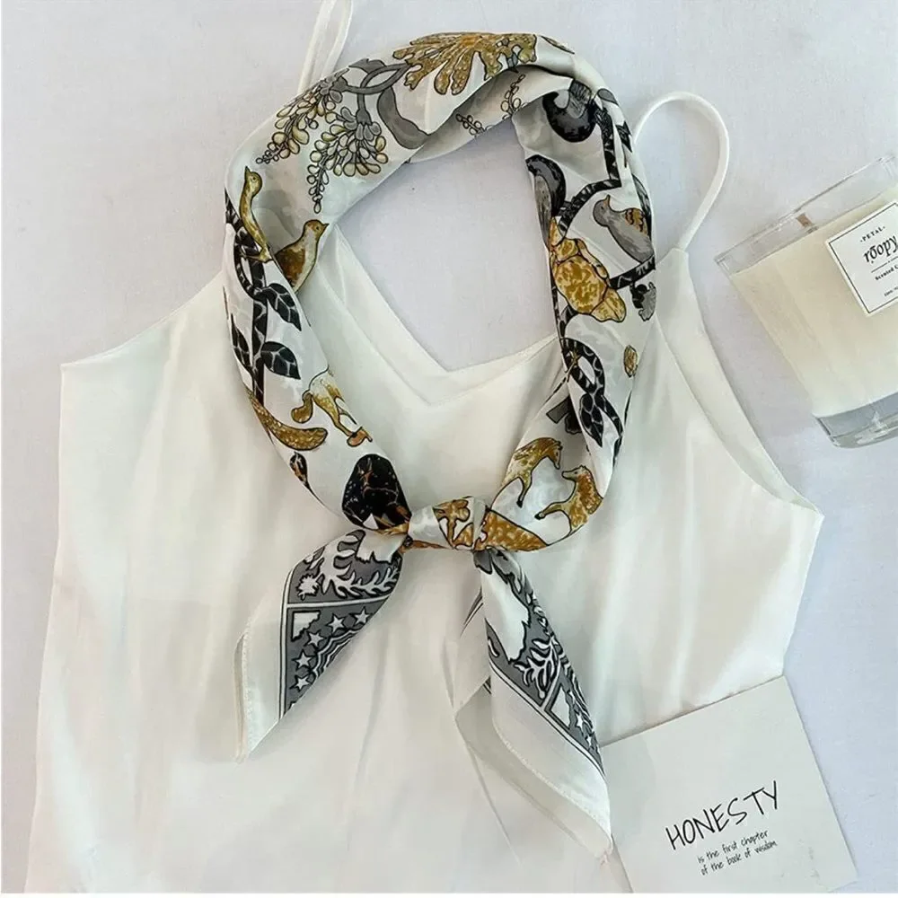White Animals Silky Scarf